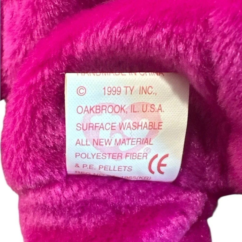 Ty Beanie Baby Millennium Bear January 1st 1999 Magenta Gold Ribbon Rare